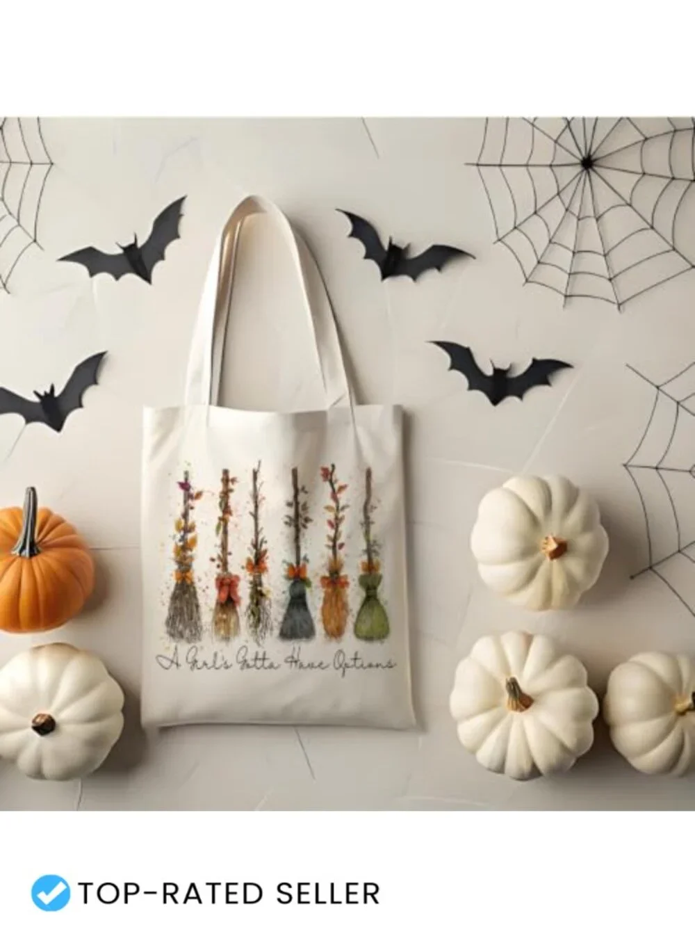 Halloween Tote Bag Women Gift Canvas Reusable Trick or Treat Hand-Carry